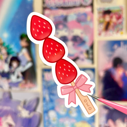 Strawberry Stick Vinyl Sticker